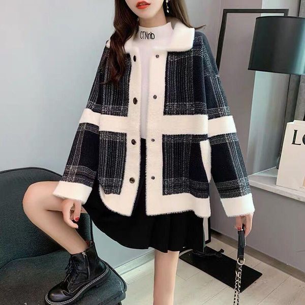 

women's jackets vanovich korean version loose style velvet sweet jacket 2021 autumn and winter women, Black;brown