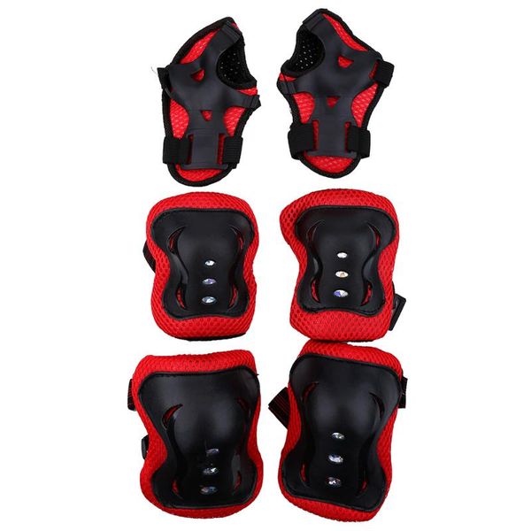

6pcs/set knee support pads elbow protective gear wrist guards cycling riding for children outdoor sports &, Black;gray