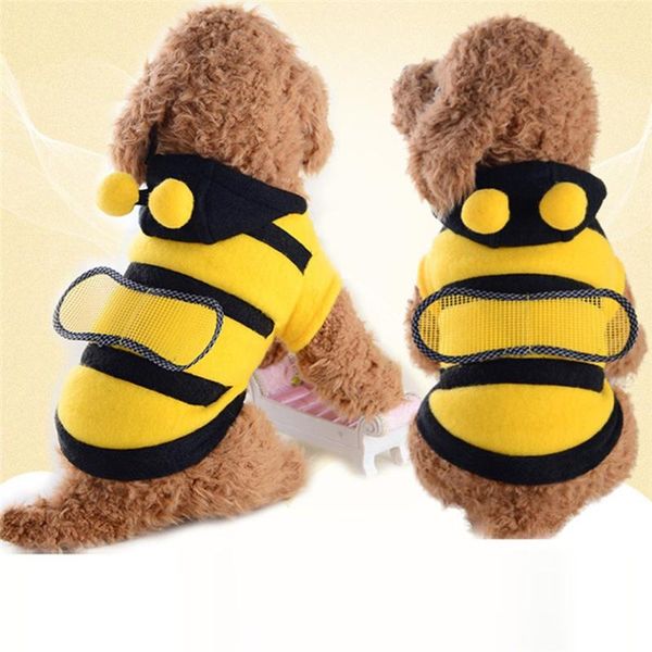 

dog apparel hoodie fashion pet winter plush bee print hooded clothes long sleeve travel home clothing #3o4