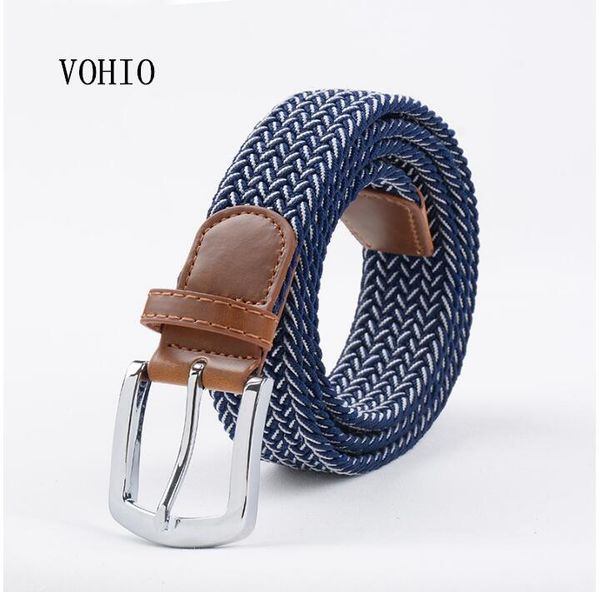 

fashion students stretch woven belt women's elastic denim pin buckle belts leisure blue youth wholesale, Black;brown