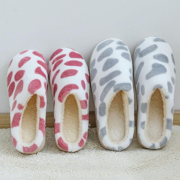 

slippers winter home simple women's cotton thick plush soft and comfortable warm blowing soles non-slip wear-resistant, Black