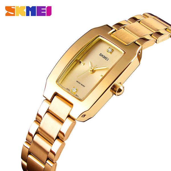 

skmei luxury brand women watches diamond dial bracelet wristwatch for girl elegant ladies quartz female dress 1400 210616, Slivery;brown