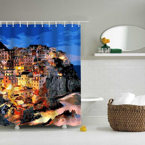 

shower curtains forest natural scenery 3d printing bath polyester washable fabric with hooks home decorative screen