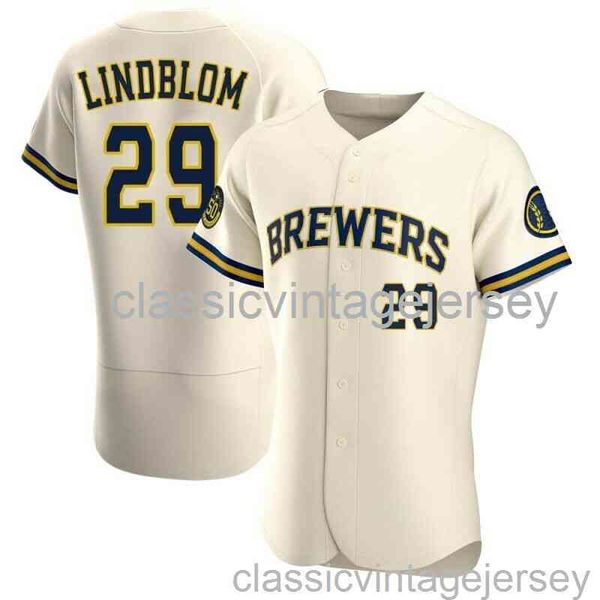 

josh lindblom #29 cream ver1 baseball jersey xs-6xl stitched men women youth baseball jersey, Black