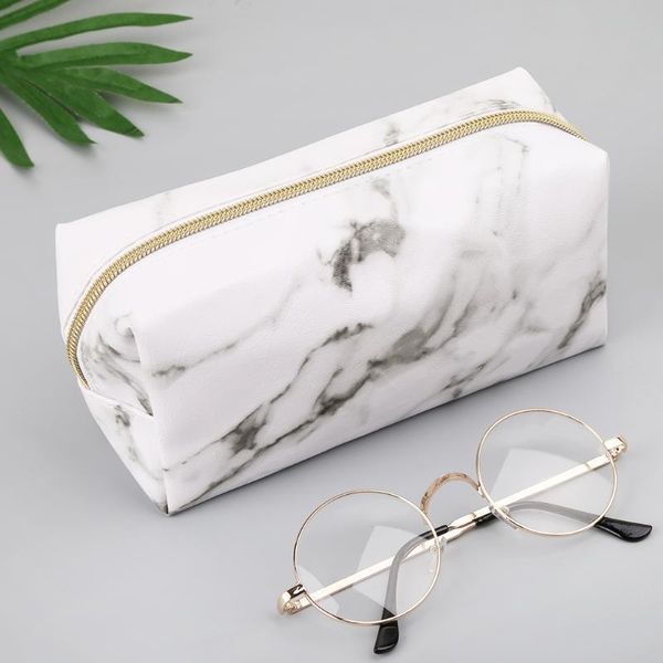 

pencil cases large cute case pen box zipper bags marble makeup storage brushes pouch gifts supplies school stationery