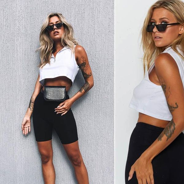 

casual cycliste femme mode womens shorts bikershort black basic plain stretch trouser summer sportswear, White;black