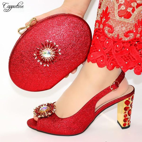 

dress shoes luxury red party matching with purse handbag set women sandals and clutch bag pumps femmes sandales vc108 height 9cm, Black
