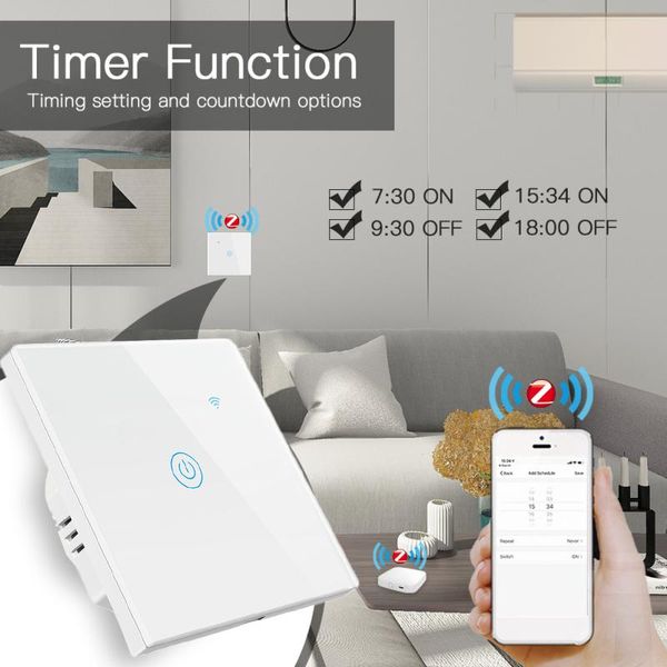 

smart home control 10a tuya life 1/2/3/4 gang wifi wall light touch switch for google alexa voice work with neutral wire