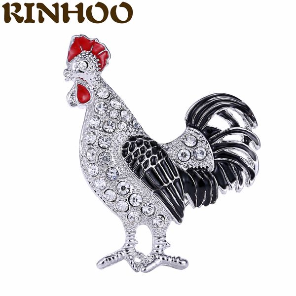

lucky zodiac animal rooster brooch pin for women crystal cock enamel animal brooches broches rhinestone jewelry giftdio chan contact, Gray