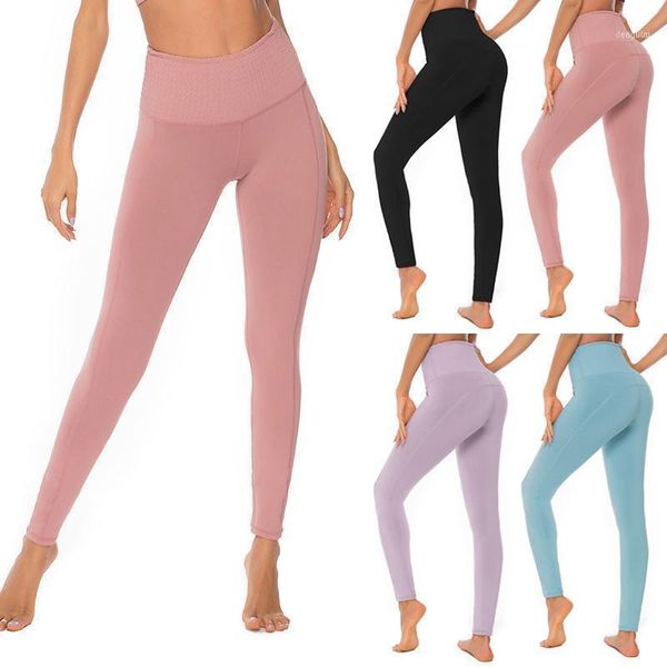 

women solid color yoga pants middle high waist breathable leggings tc211, Black