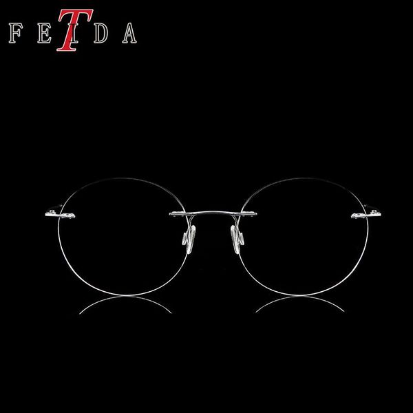 

fashion sunglasses frames feida pure titanium eyeglasses rimless flexible optical frame prescription spectacle frameless glasses eye, Black