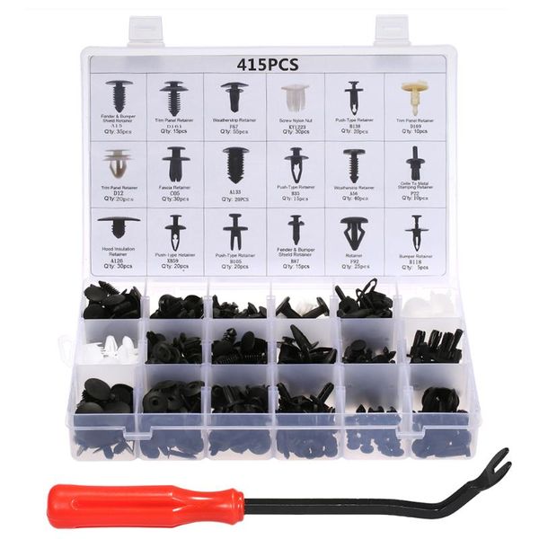 

other vehicle tools car retainer clips & plastic fasteners kit auto fastener with removal tool 415pcs 18 sizes rivet trim