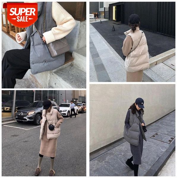 

the net korean version is comparable to a down jacket, small profile cotton waistcoat, vest, and bread sleeveless #ai2j, Black