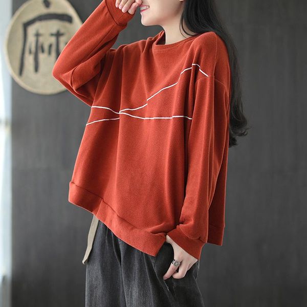 

women's hoodies & sweatshirts autumn women large size loose all-match 2021 female embroidery casual retro, Black