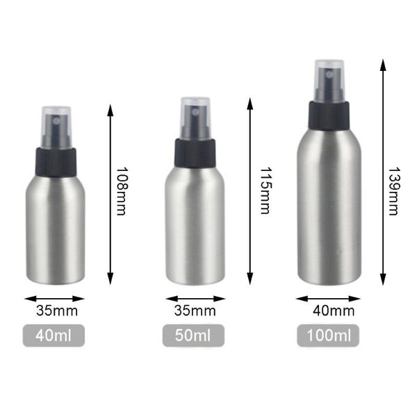 

empty refillable cosmetic sprayer atomizer aluminum spray bottle portable mini perfume bottles 50ml/100ml storage & jars