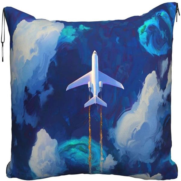 

blankets sky cloud airplane flight travel pillow blanket two-in-one backpack strap and compact bag waist support 60x43 inches