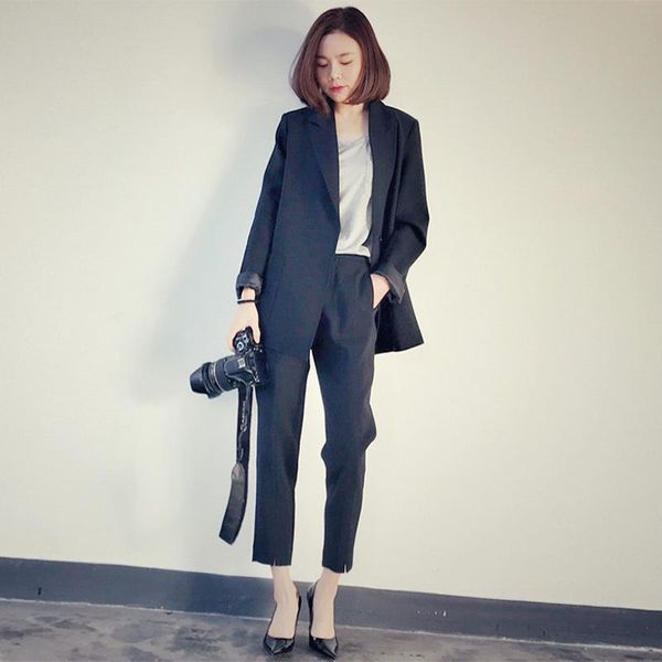 

women's suits & blazers business suit 2021 spring and autumn korean blazer coat loose british style leisure, White;black