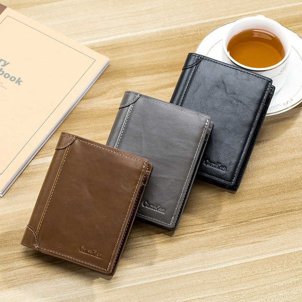 

carken men's short wallet horizontal vertical korean multi-function card bag driver's license wallet, Black