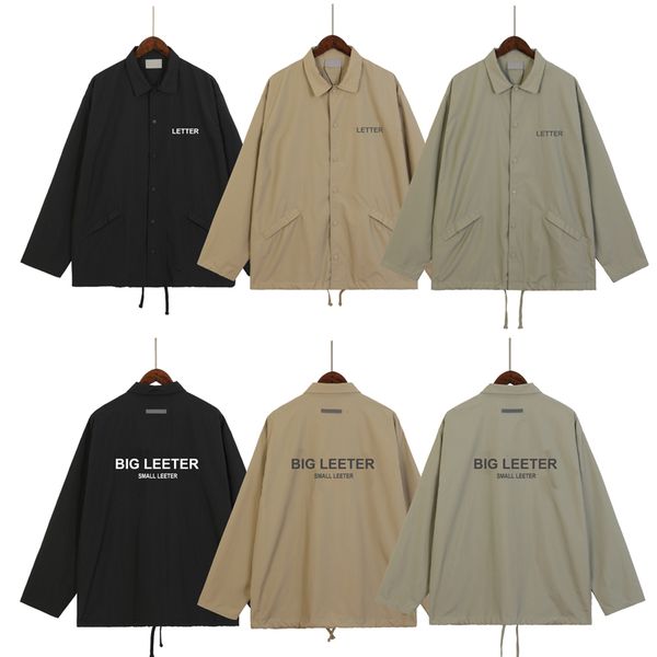 

men jackets duplex coach 3m reflective letter windbreaker ins high street fashion men's coat women's buttons jacket, Black;brown