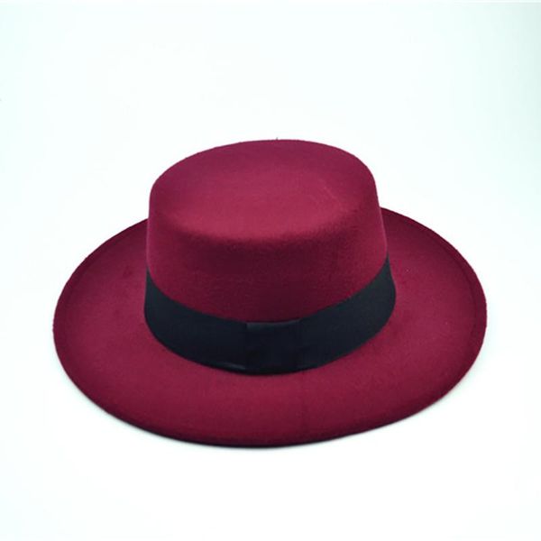 

stingy brim hats 2021 fashion solid women autumn winter hat spring fedoras flat polyester wool female vintage gorros caps, Blue;gray