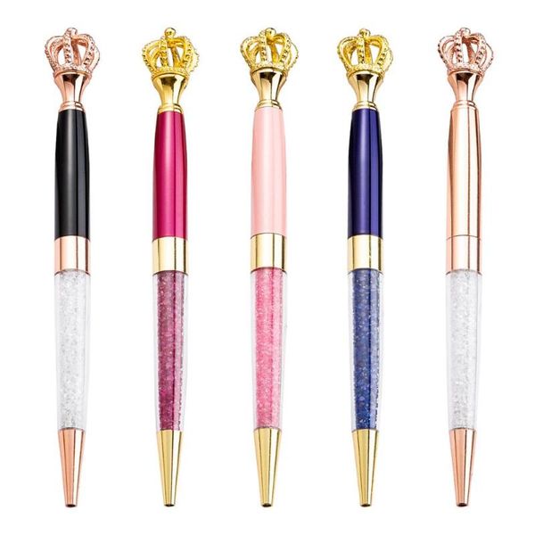 

ballpoint pens 1000pcs/lot creative crown shape metal crystal pen advertising spot wholesale black blue ink can custom logo, Blue;orange