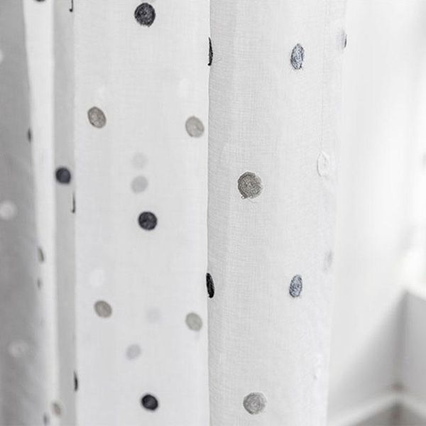 

tiyana black -grey dots embroidery white sheer curtain for kitchen living room bedroom tulle windows treatment zh035#4 & drapes