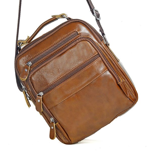 

men's fashion genuine leather messenger travel shoulder tablet crossbody bag