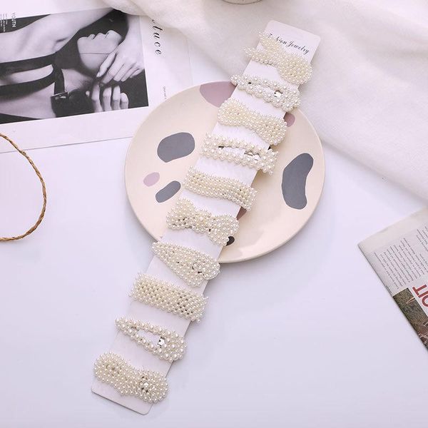 

hair accessories 10pcs/set pearl hairpin snap button ladies sweet fashion jewelry clipper claw clip