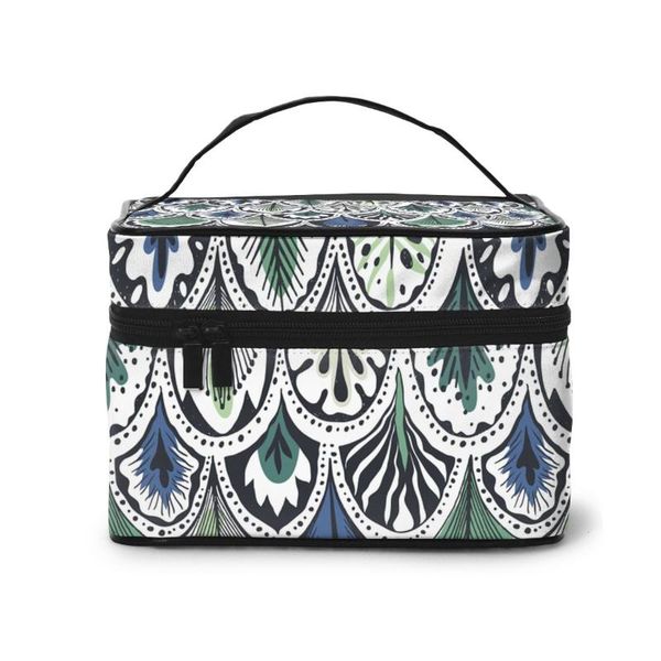 

cosmetic bags & cases women makeup bag toiletries organizer travel storage feathers pattern