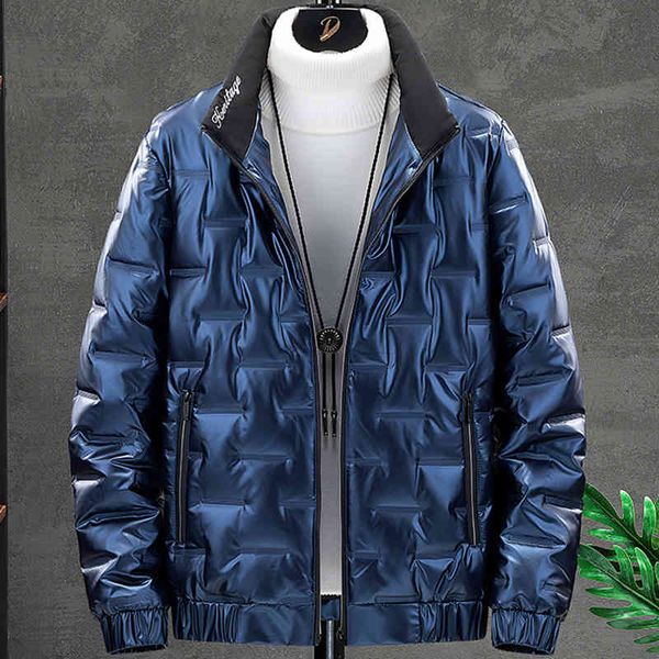 

2021 new men's winter collar bright large 8xl et thick casual coat, Black