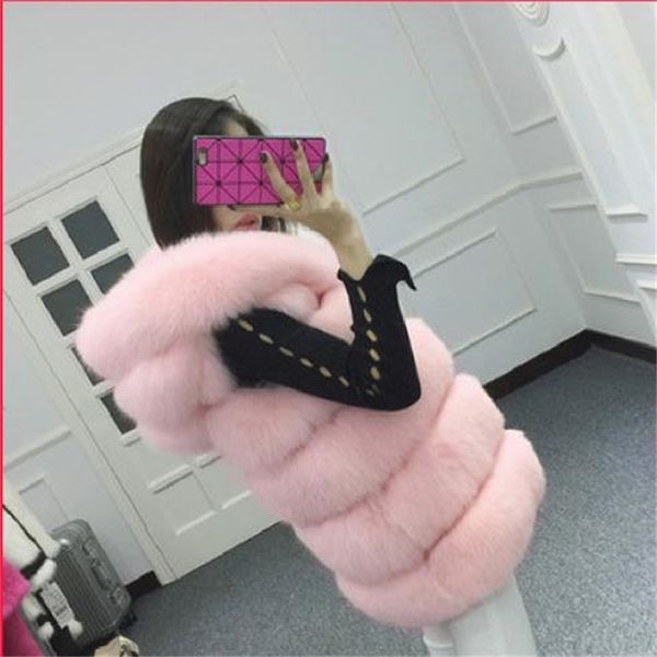 

ffy women coats faux fur long big coat plus size 3xl 4xl sleeveless winter gilet jackets with hoodies j184, Black