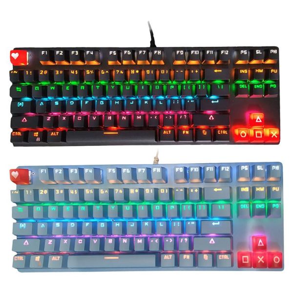 

keys mechanical gaming keyboard blue switch 9 breathing light effects usb wired keyboards for deskpc gamer