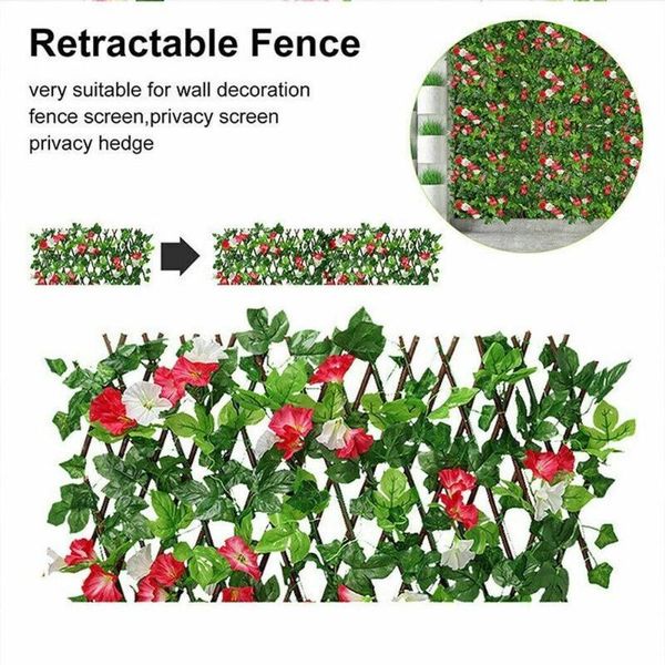 

fencing, trellis & gates retractable artificial wooden fence simulation leaf garden net privacy hedge decor ivy x1c4