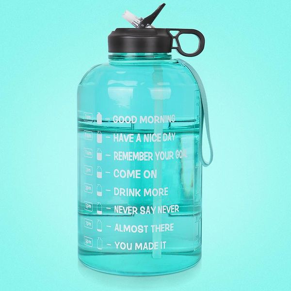 

water bottle zomake 1 gallon with time marker & straw - 128 oz bpa reusable large leakproof big plastic gym jug