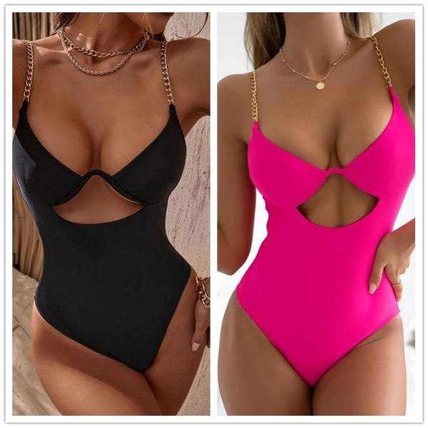

one-piece suits one piece swimsuit 2021 arrival solid color hallow out women's swimwear push up cheecky cut female beachwear bathing su