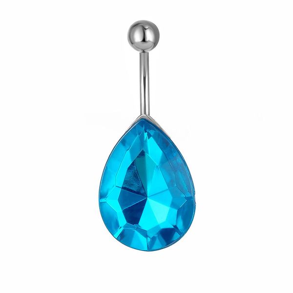 

d0498 aqua.color stone belly navel stud, Silver