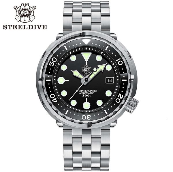 

steel sd1975 marker plate ceramic ring 30atm 300m waterproof steel nh35 tuna diving lodge for gentlemen, Slivery;brown