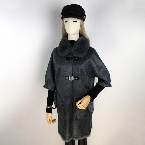 

women's fur & faux coat real sheepskin, Black