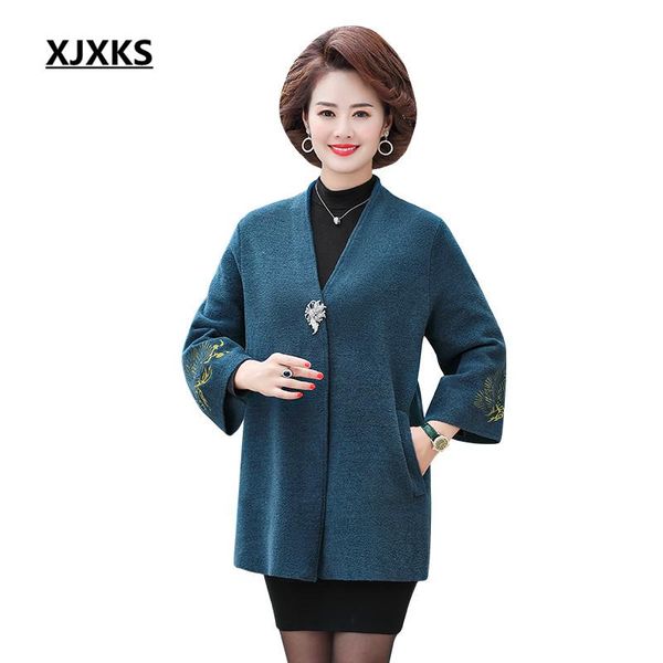 

fashion v-neck women knitted cardigan coat 2021 autumn winter loose plus size cashmere sweater jacket women's jackets, Black;brown