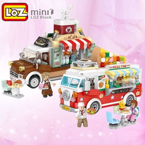

blocks loz product assembling building mini block model pizza bus car streetmini children toy gift q1214