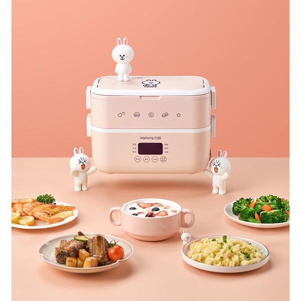 

joyoung 220v electric rice cooker 2 layers portable lunch meals heating box 1.5l mini cooking machine multi cookers