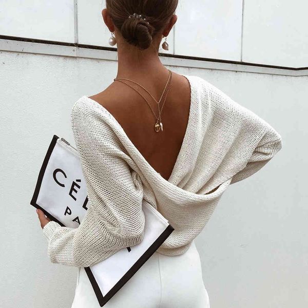 

v neck knitted sweater pullover oversized spring autumn batwing sleeve casual loose streetwear sweater jumper 210415, White;black