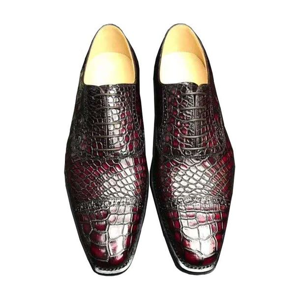 

dress shoes chue men crocodile leather formal wedding business banquet real sole, Black