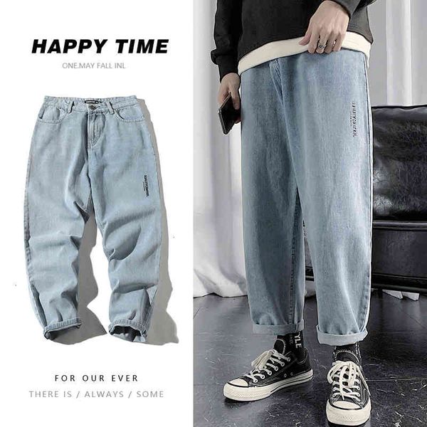 

men's pants casual blue jogging work loose homme gray jeans qp9s, Black