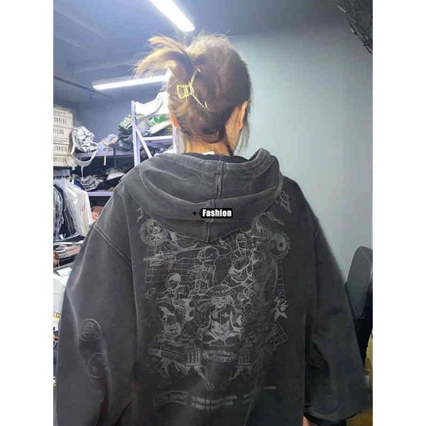 

women's two piece pants personalized street fashion full loose version hooded women's sweater autumn new all-match casual style sg, White