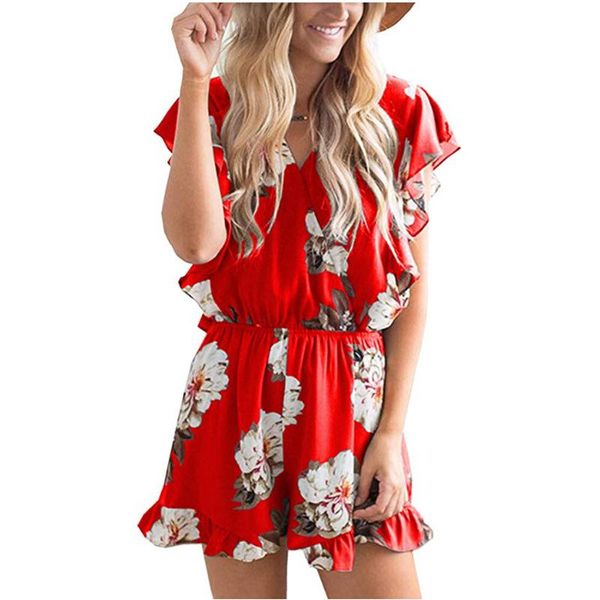 

women's jumpsuits & rompers bohemian style playsuit floral print short overalls macacao feminino women clothes casual summer beach, Black;white