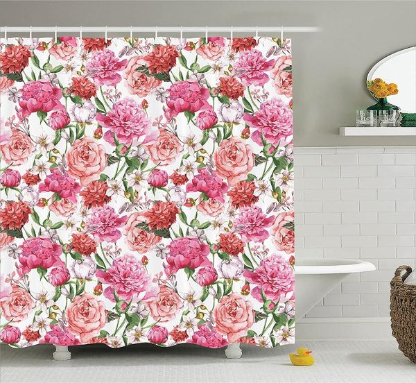 

shower curtains watercolor flower curtain victorian style floral painting print with peonies and roses bathroom home decor