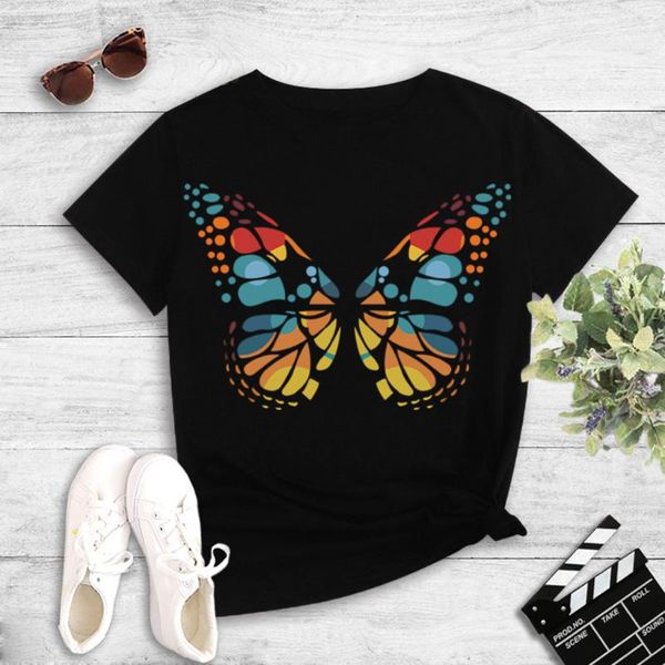 

women's t-shirt women short sleeve 3d butterfly printed o-neck tee shirt blusas mujer plus size, White
