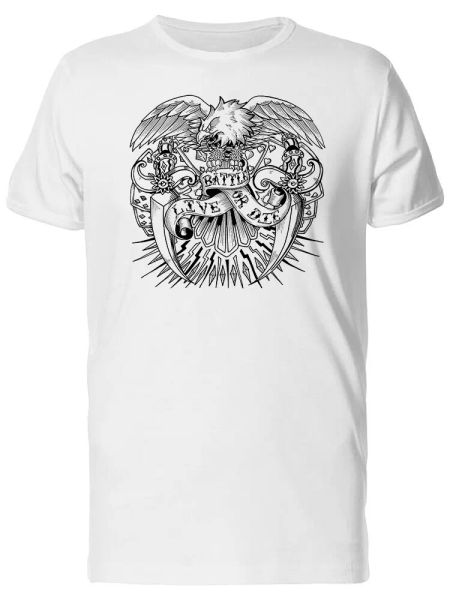 

eagle tattoo with stretched wing men's tee -image by shutterstock, White;black