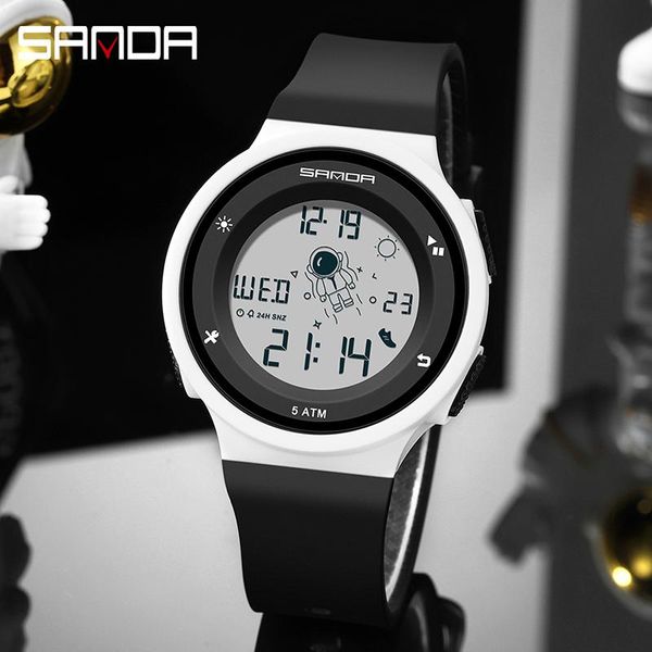 

wristwatches sanda fashion sport women's watches men luminous 50m waterproof digital watch boy girl casual wristwatch relogio feminino, Slivery;brown